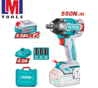 Máy vặn bu lông không chổi than dùng pin 20V Total TIWLI2055 (2 Pin 4.0 Ah, 1 Sạc) Máy vặn bu lông không chổi than dùng pin 20V Total TIWLI2055 (2 Pin 4.0 Ah, 1 Sạc)